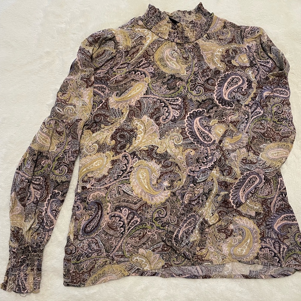 Sanctuary groovy printed long-sleeve blouse